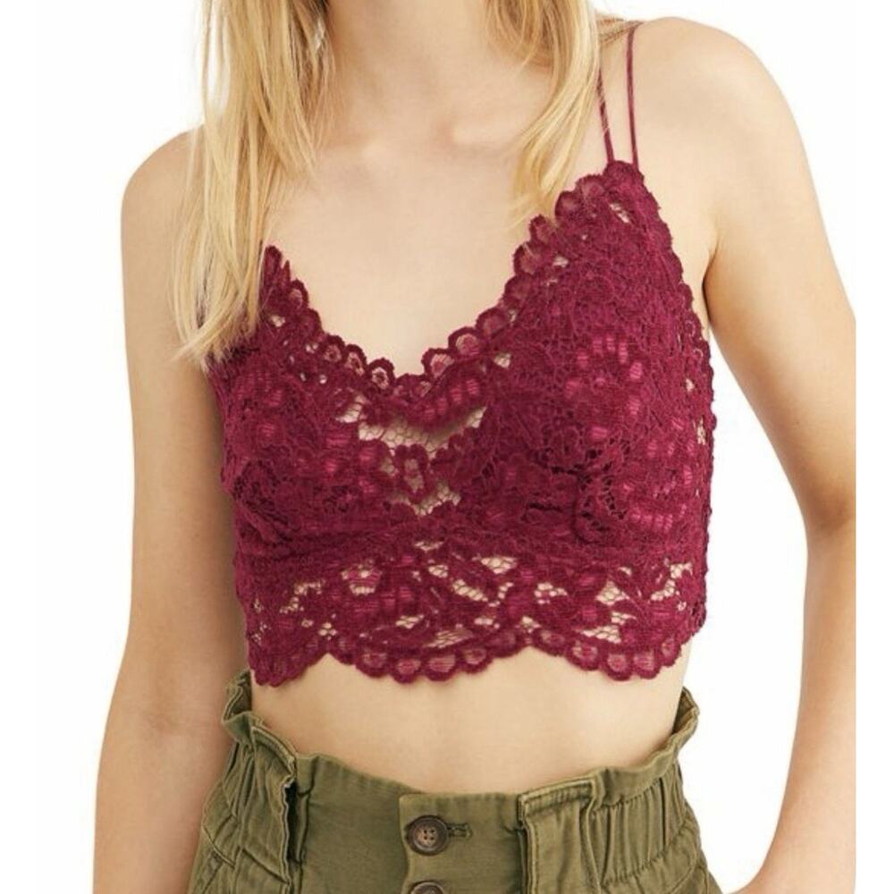 Free People Intimately babydoll Y2K Bralette top V-Neck Mulberry M A005781